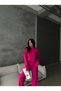 Women's Turtleneck Turtleneck Balloon Sleeve Dark Pink Knitwear Top and Bottom Set of 2 - 3
