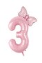 Pink Number Bow Foil Balloon Set Age 3