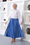 4538 Elastic Waist Pleated Hijab Skirt Cobalt Blue - 5