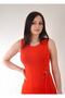 Women's Red Belt Detailed Flexible Crepe Fabric Sleeveless Mini Dress - 3