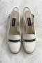 Women's Beige Genuine Leather Heeled Shoes - 2