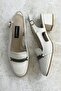 Women's Beige Genuine Leather Heeled Shoes - 3