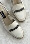 Women's Beige Genuine Leather Heeled Shoes - 4