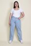 Women's Large Size Blue 5 Pocket Tube Leg Jeans 65n25664 - 5