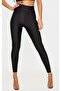 Women's Black Shiny High Waist Shaping Disco Leggings - 2