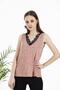 Women's Lace Collar V-Neck Polka Dot Blouse - 6