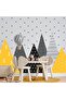 Mountains And Dark Gray Polka Dots Kids Room Wall Sticker