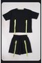 Black 4-Pocket Cotton Style Girl's T-Shirt Shorts Set - 2