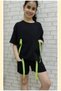 Black 4-Pocket Cotton Style Girl's T-Shirt Shorts Set - 7