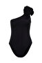 Black one shoulder covered flower appliqued brazilian swimsuit tbess23ma00401 - 6