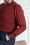 Interview Zippered Polo Collar 100% Cotton Claret Red Knitwear Sweater - 2