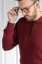 Interview Zippered Polo Collar 100% Cotton Claret Red Knitwear Sweater - 6
