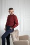 Interview Zippered Polo Collar 100% Cotton Claret Red Knitwear Sweater