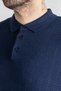 Interview Wraps Polo Collar 100% Cotton Textured Navy Blue Knitwear Sweater - 2