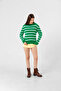 Women's Black Striped Standard Size Plush Knit Sweater - 3