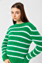 Women's Black Striped Standard Size Plush Knit Sweater - 2