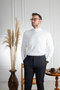 Interview Wraps Half Turtleneck Rayon White Knitwear Sweater - 4