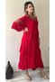 Women's Bohemian Red Dress - 2