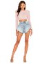 Women's Padded Long Sleeve Pink Sequin Crop Top - 3