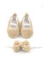 Special Series, Beige Fur, Plush, Elastic Ballet Shoes, Baby Girl's Shoes and Bandana - 3