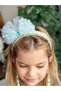 Crystal Jewelled Mesh Hairpiece With Hair With Pearls Tulle Bow Birthday Party Tiara Princess Queen Crown Blue - 4