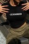 Y2K Streetwear Censored Design Printed Short Sleeve Black Crop Body - 2