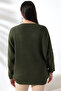 Women's Khaki V-Neck Thessaloniki Knit Oversize Knitwear Sweater - 6