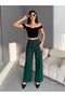 Women's Double Button Pocket Palazzo Trousers - 2