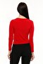 Women's Black V-Neck Low-Cut Detailed Sandy Blouse Red - 5