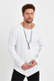 3-Piece Advantageous Pack Wide Collar Asymmetrical and Filthy Cut Detailed White T-Shirt - 4
