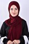 Hijab Women's Combed Cotton 3-Stripes Laced Shawl Claret Red - 2