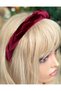 Imported luxury French model design velvet knitted crown burgundy cherry red women's crown - 2