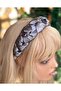 French model luxury trend luxury wide shirred mesh knotted women's crown satin crown silver gray - 3