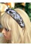 French model luxury trend luxury wide shirred mesh knotted women's crown satin crown silver gray - 4