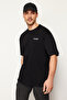 Black Oversize/Wide Cut Letter Printed 100% Cotton T-Shirt Tmnss24Ts00014 - 4