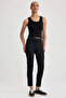 J8743Az/Bk27 Defacto Women's Canvas Trousers Black - 3