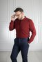 Interview Zippered Polo Collar 100% Cotton Claret Red Knitwear Sweater - 5
