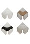 Women's 4 Colors Black White Skin Ecru 4 Pack Laser Cut Seamless Non-Marking Cotton Bikini Panties - 3