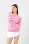 Women's Black Striped Standard Size Plush Knitwear Sweater - 3