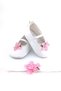 SPECIAL SERIES PINK DAISY NEEDLE CARVED WHITE, ELASTIC SHOES, BABY GIRL SHOES AND BANDANA - 2