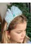 Crystal Jewelled Mesh Hairpiece With Hair With Pearls Tulle Bow Birthday Party Tiara Princess Queen Crown Blue - 3