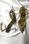 Lady Princess Gold Transparent Cross Jewelled 8 Cm Transparent Heeled Pointed Toe Evening Dress Shoes - 3