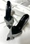 Lady Princess Black Transparent Cross Jewelled 8 Cm Transparent Heeled Pointed Toe Evening Dress Shoes