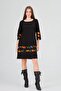 Women's Black Divitin Plain Flannel to Cat Original Skirt Stripe Winter Dress - 4