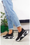 Black Color Parachute Material Stoned Women's Sports Shoes - 3