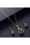 Elegant Exquisite Water Drop Shiny Blue Crystal Stone February 14 Valentine's Gift Necklace Earring Set