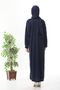 Lace-Trimmed Headscarf with Zipper and Elasticated Wrists That Won'T Slip, Prayer Dress in Navy Blue. - 3