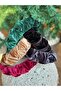 Imported custom design trend luxury wide drawstring knit knotted women's crown velvet crown emerald green - 4
