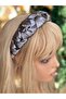 French model luxury trend luxury wide shirred mesh knotted women's crown satin crown silver gray - 2