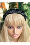 French model custom design trend luxury wide drawstring knit knotted women's crown satin crown black color - 2